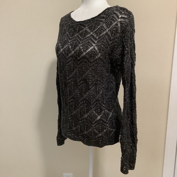 JEANNE PIERRE Sparkle. Medium. Black Knit Sweater - Picture 2 of 5